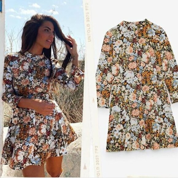 ZARA Vintage Floral Print Dress - (Size S) NEW WITH TAG! - Picture 5 of 8